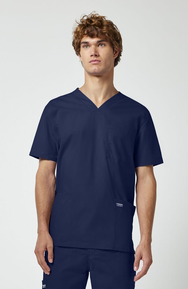 Cherokee Men’s Utility 4-Pocket V-Neck Scrub Top – UPIKE Tanner College